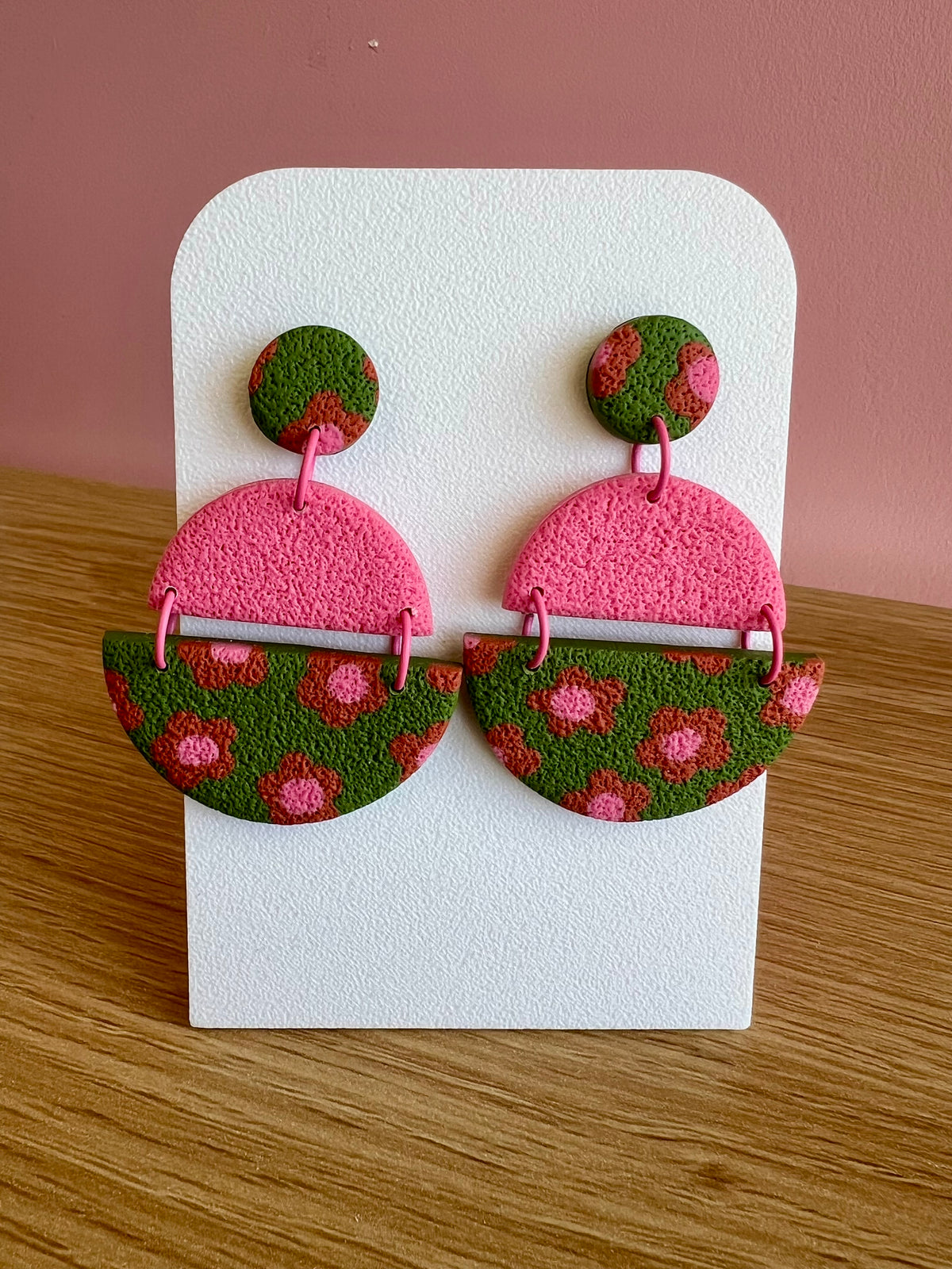 Handcrafted Polymer Clay Earrings Retro Florals