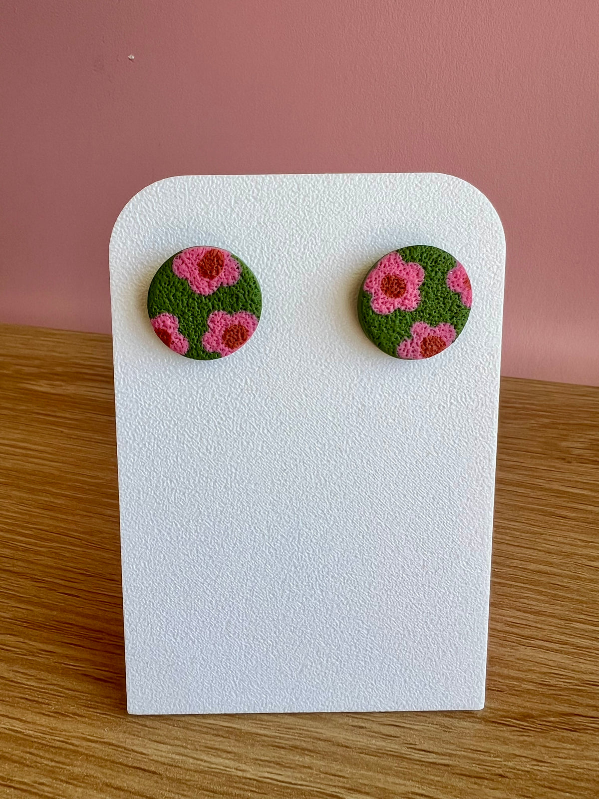 Handcrafted Polymer Clay Earrings Retro Florals Studs