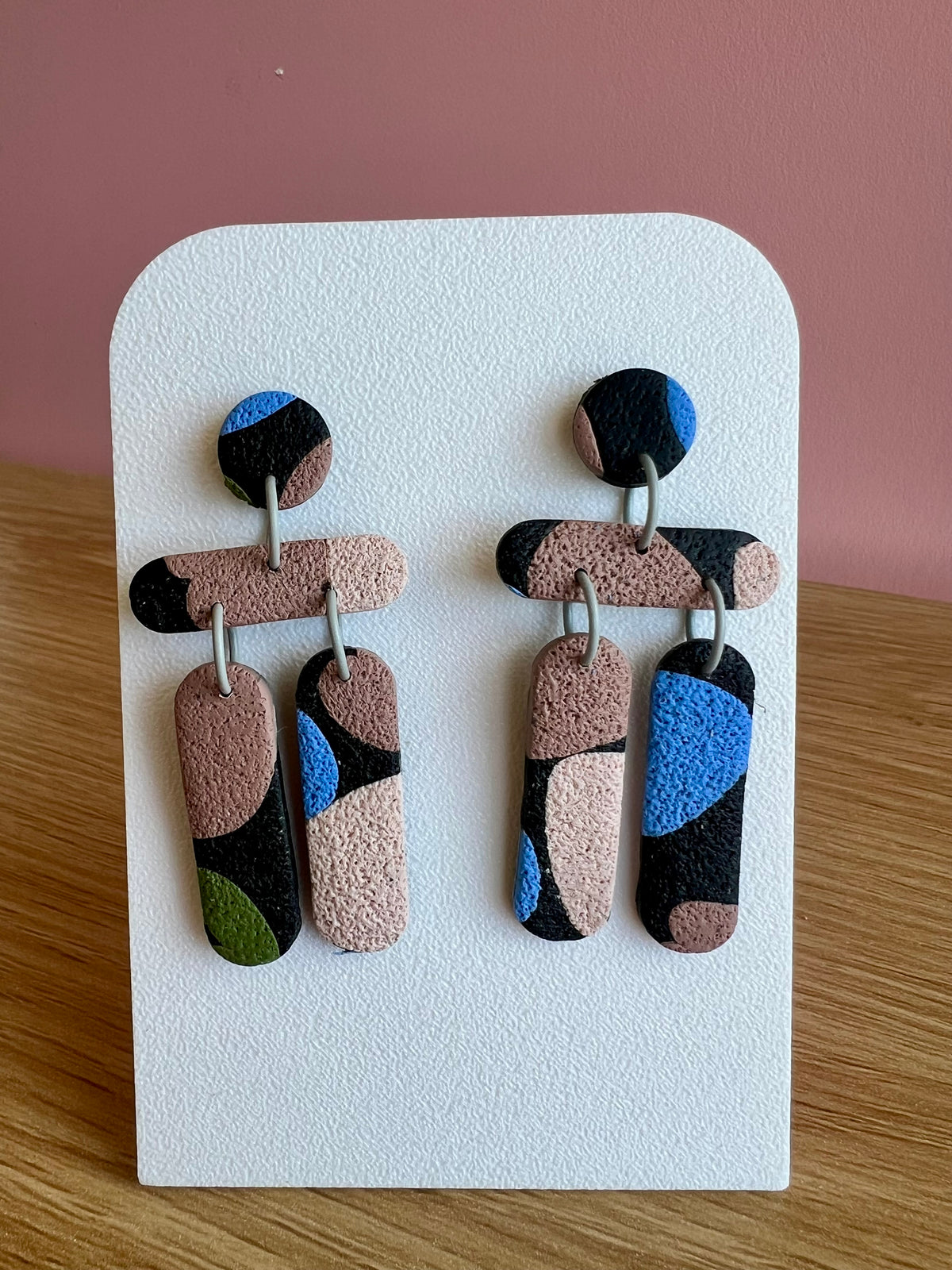 Handcrafted Polymer Clay Earrings Abstract Neutrals