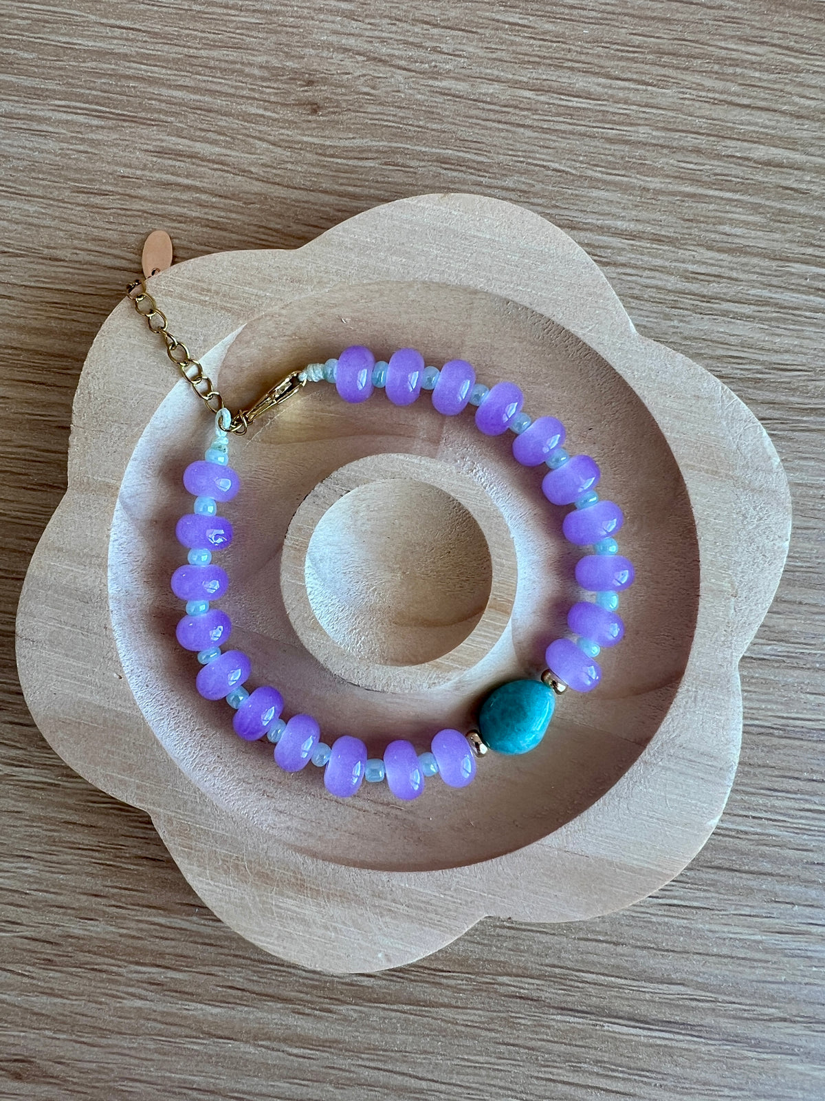 Turquoise and Purple Beaded Bracelet