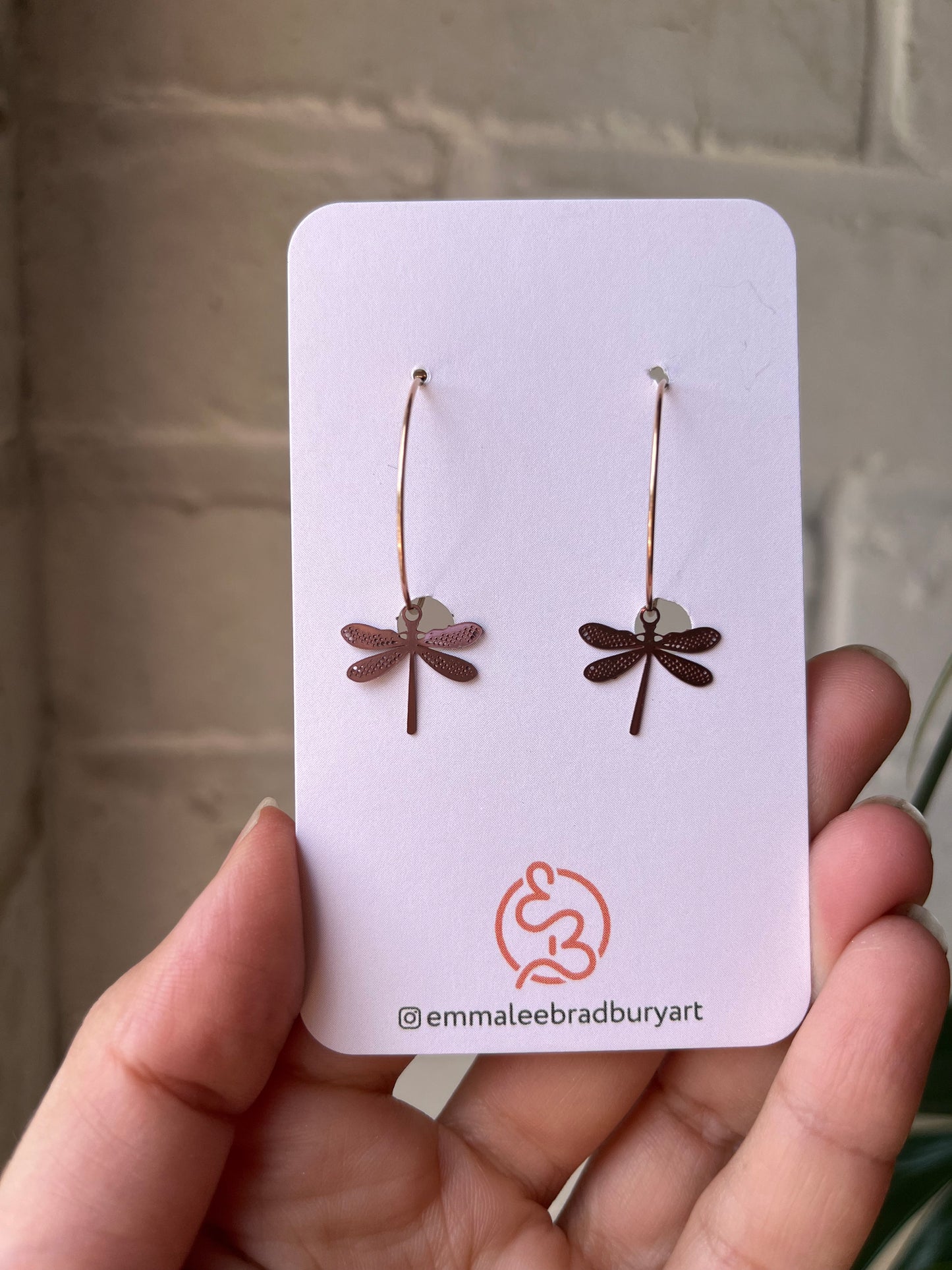 Dragonfly Hoop Earrings - Rose Gold