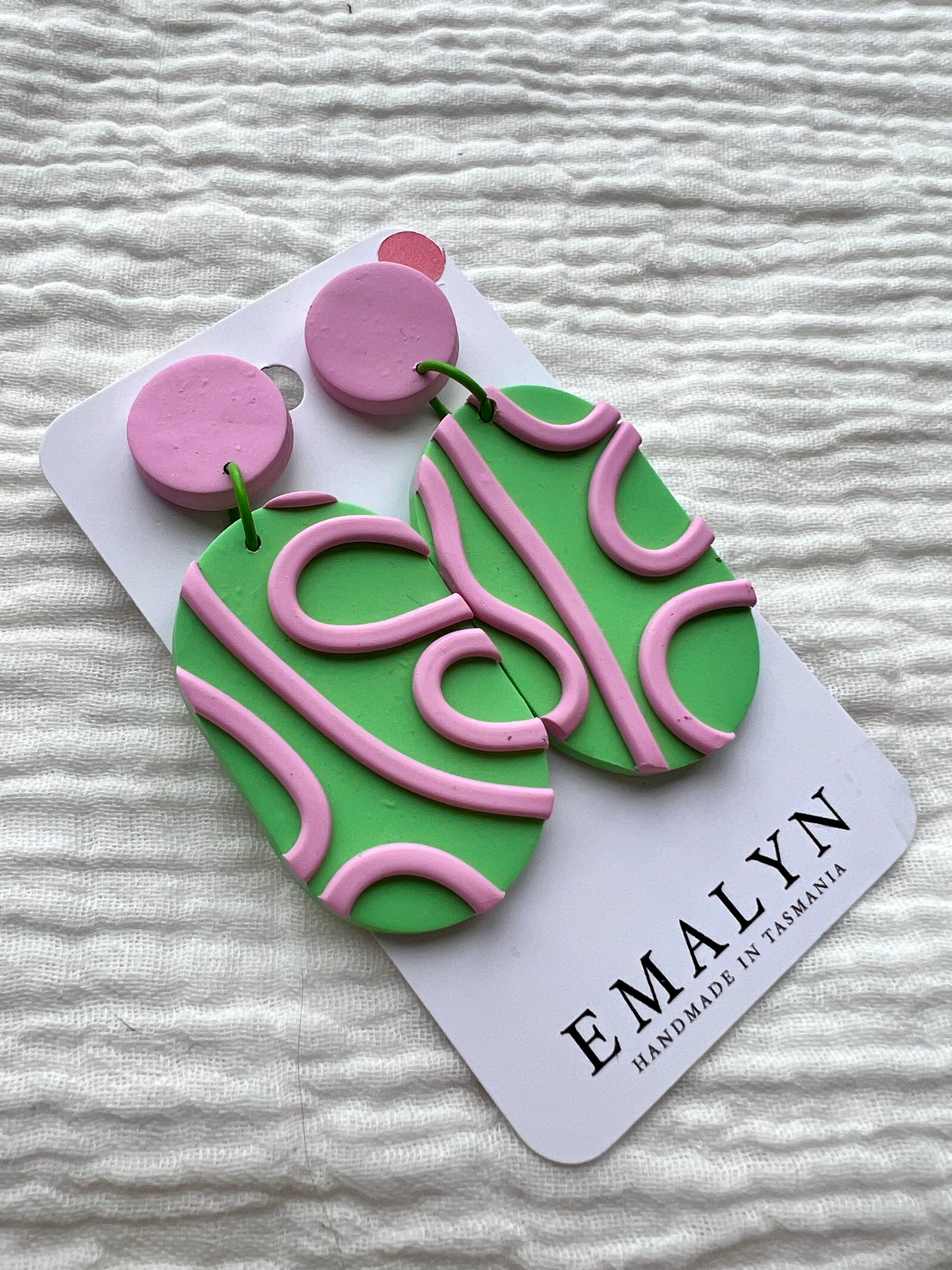 Bright Green and Pink Dangle Earrings