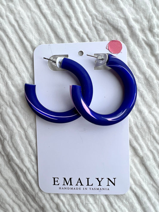 Navy and Pink Hoop Earrings