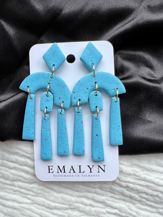 Speckled Blue Dangle Earrings