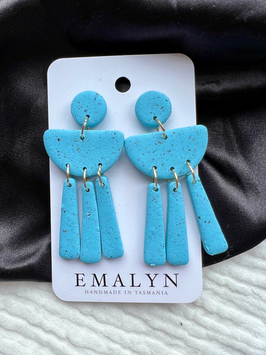 Speckled Blue Dangle Earrings