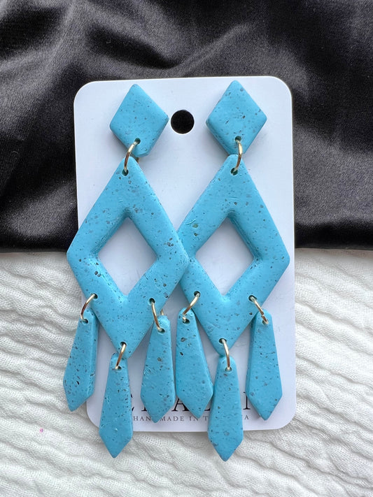 Speckled Blue Dangle Earrings