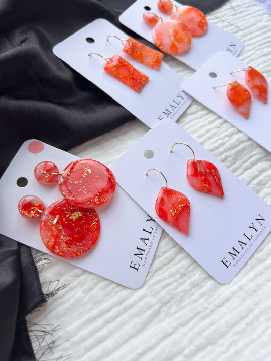Red Quartz Translucent Dangle Earrings