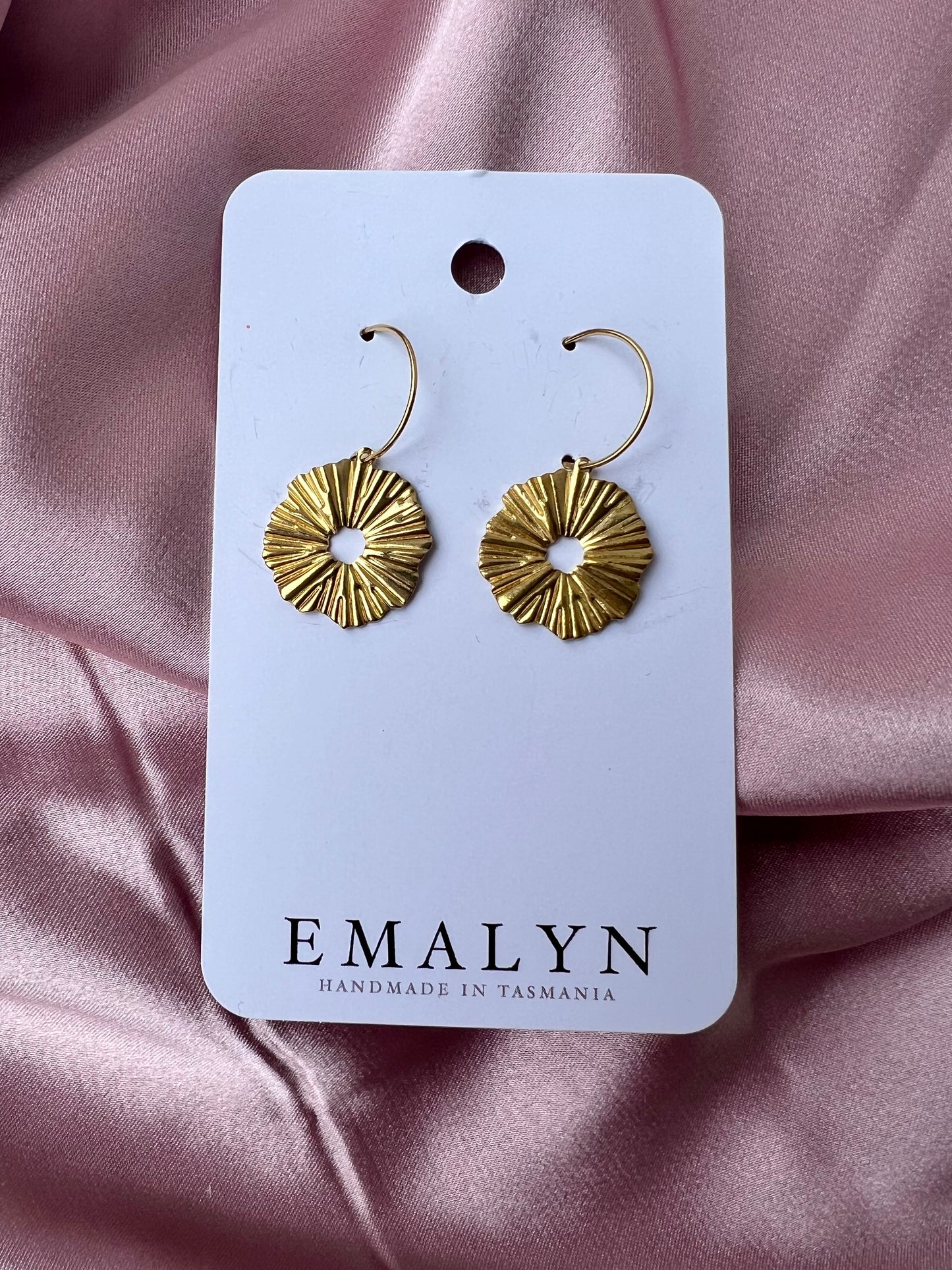 Textured Circle Gold Earrings