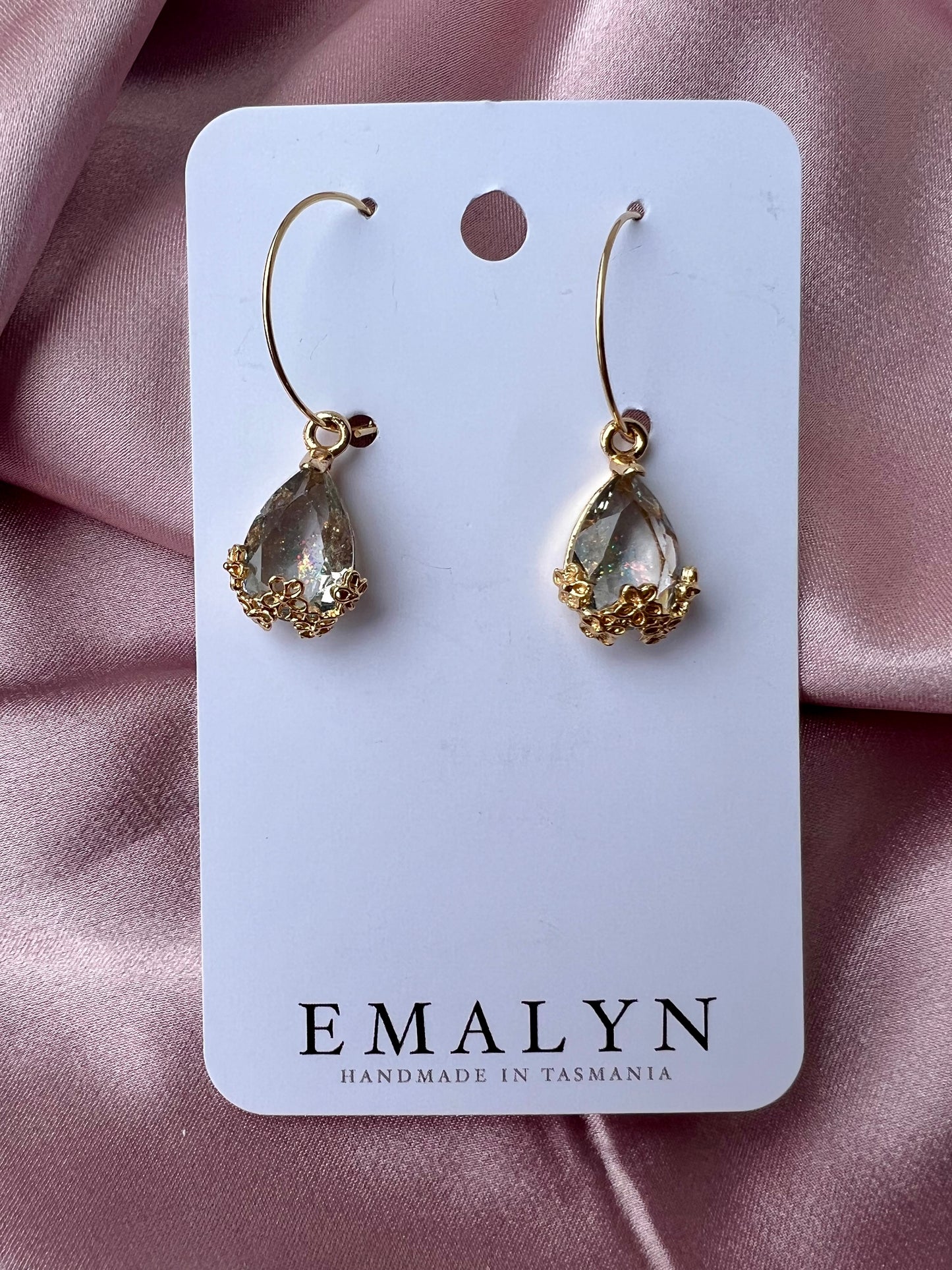 Grey and Gold Flower Earrings