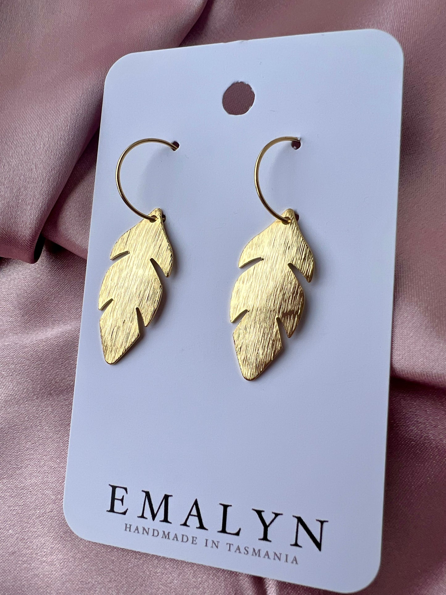 Textured Leaf Gold Earrings