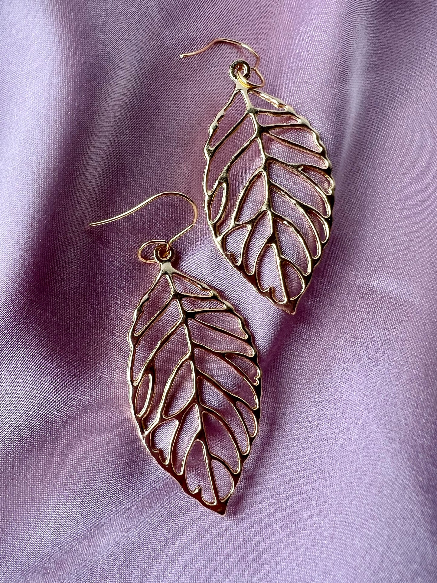 Large Gold Leaf Earrings