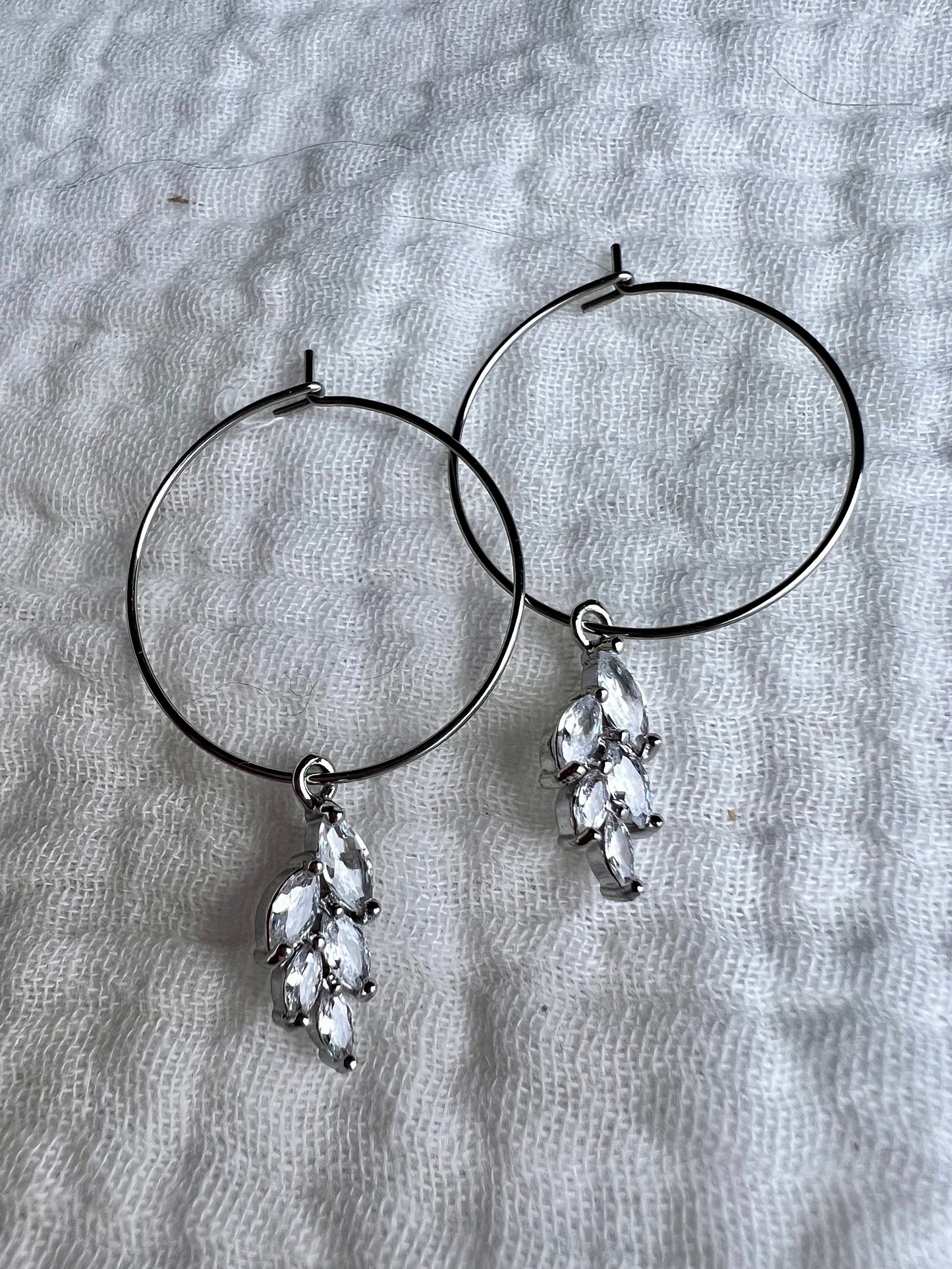 Silver Swarovski Crystal Hoop Earrings