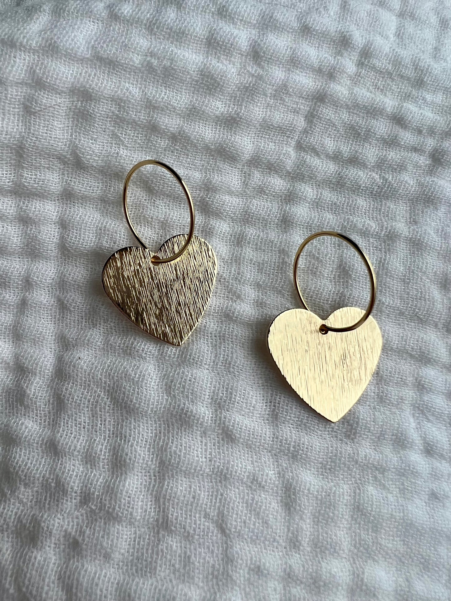 Textured Heart Gold Earrings