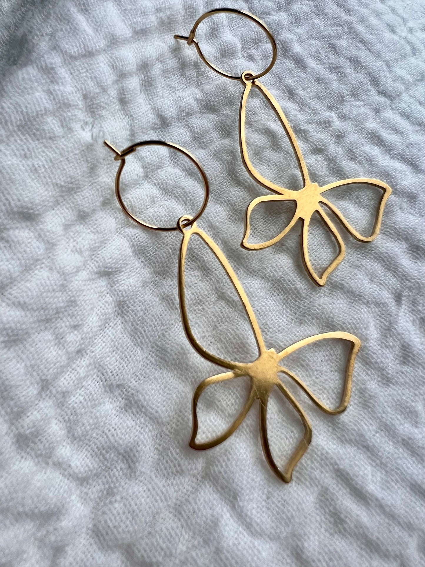 Large Butterfly Gold Earrings