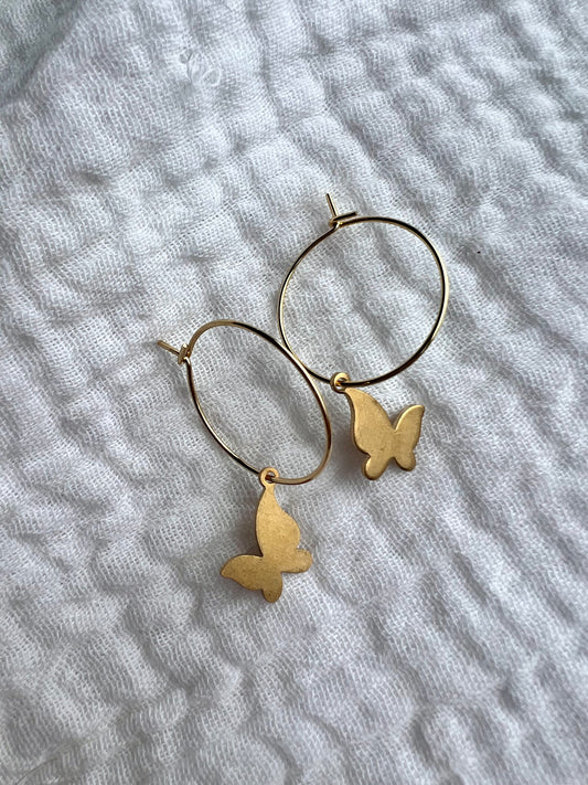 Small Butterfly Gold Earrings