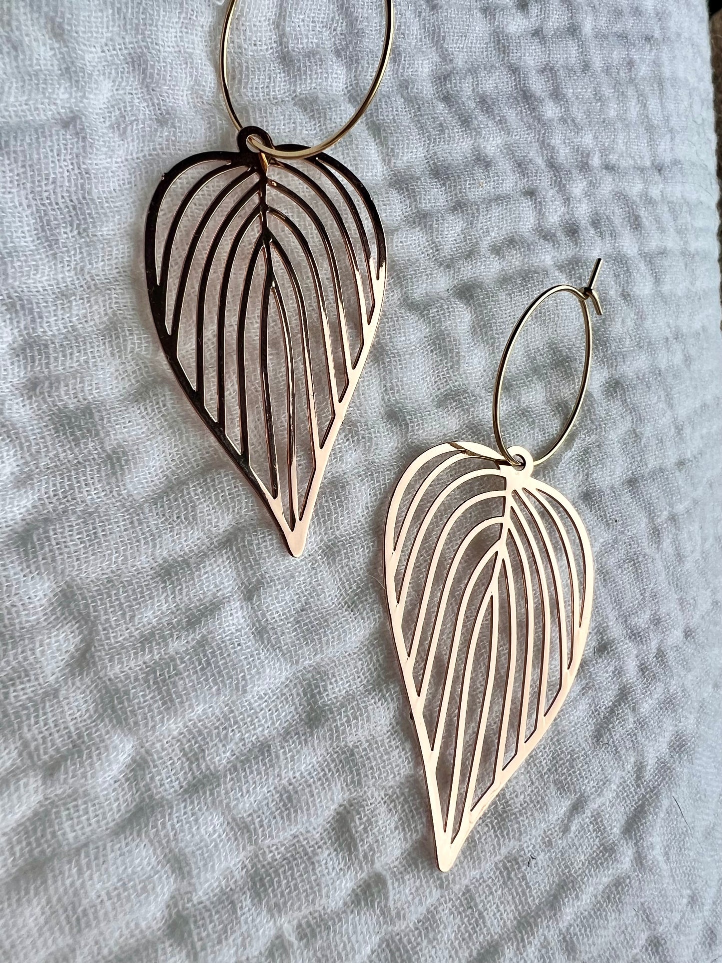 Delicate Leaf Gold Earrings