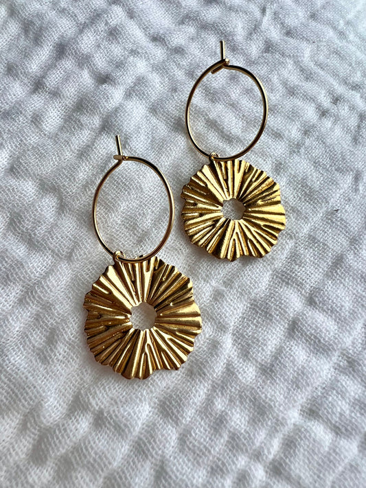 Textured Circle Gold Earrings