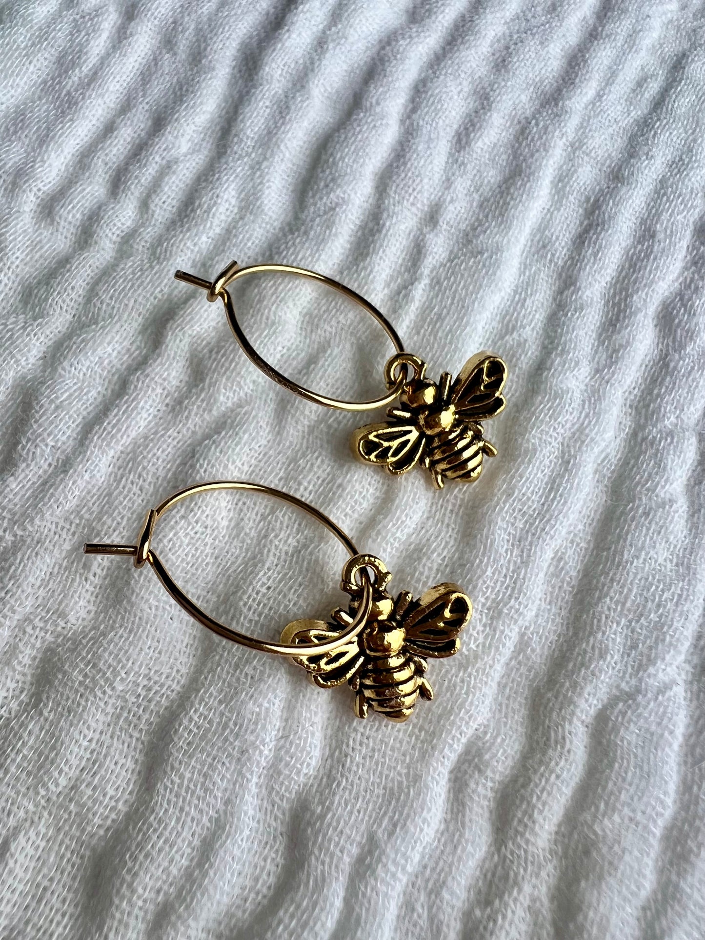 Mini Gold Bee Earrings
