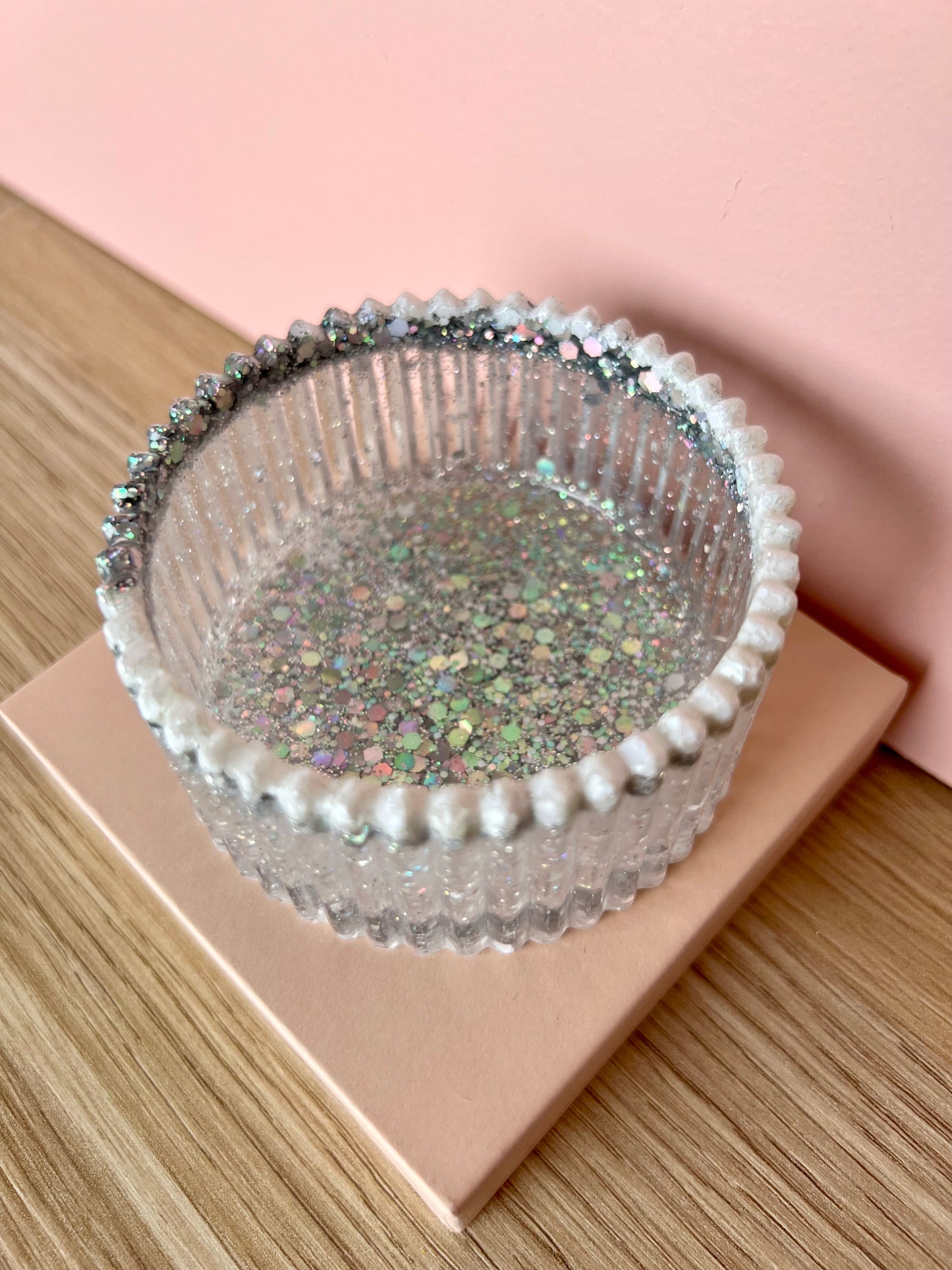 Silver and Clear Glitter Trinket Jar