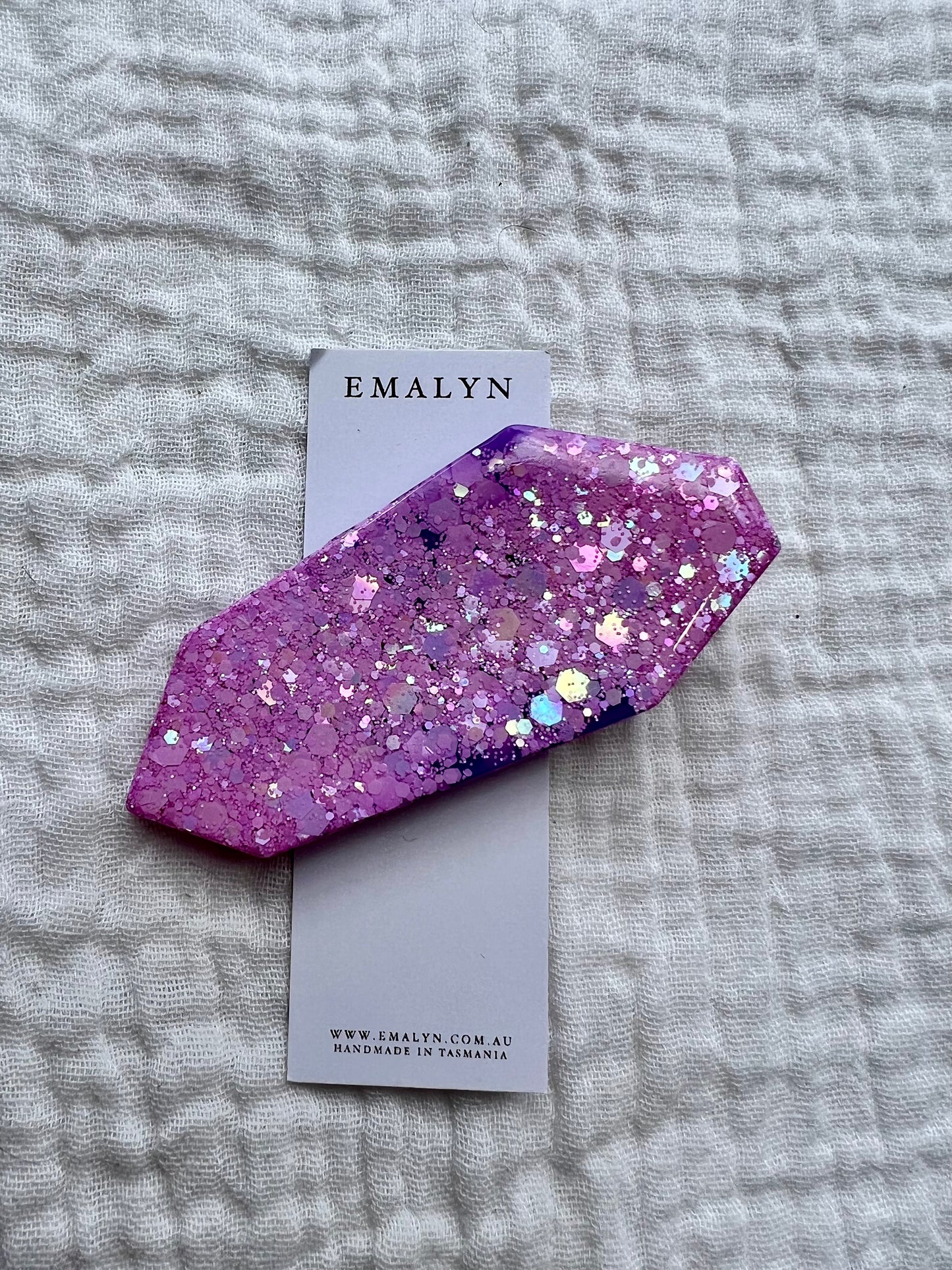 Lilac Purple Glitter Resin Hair Clip