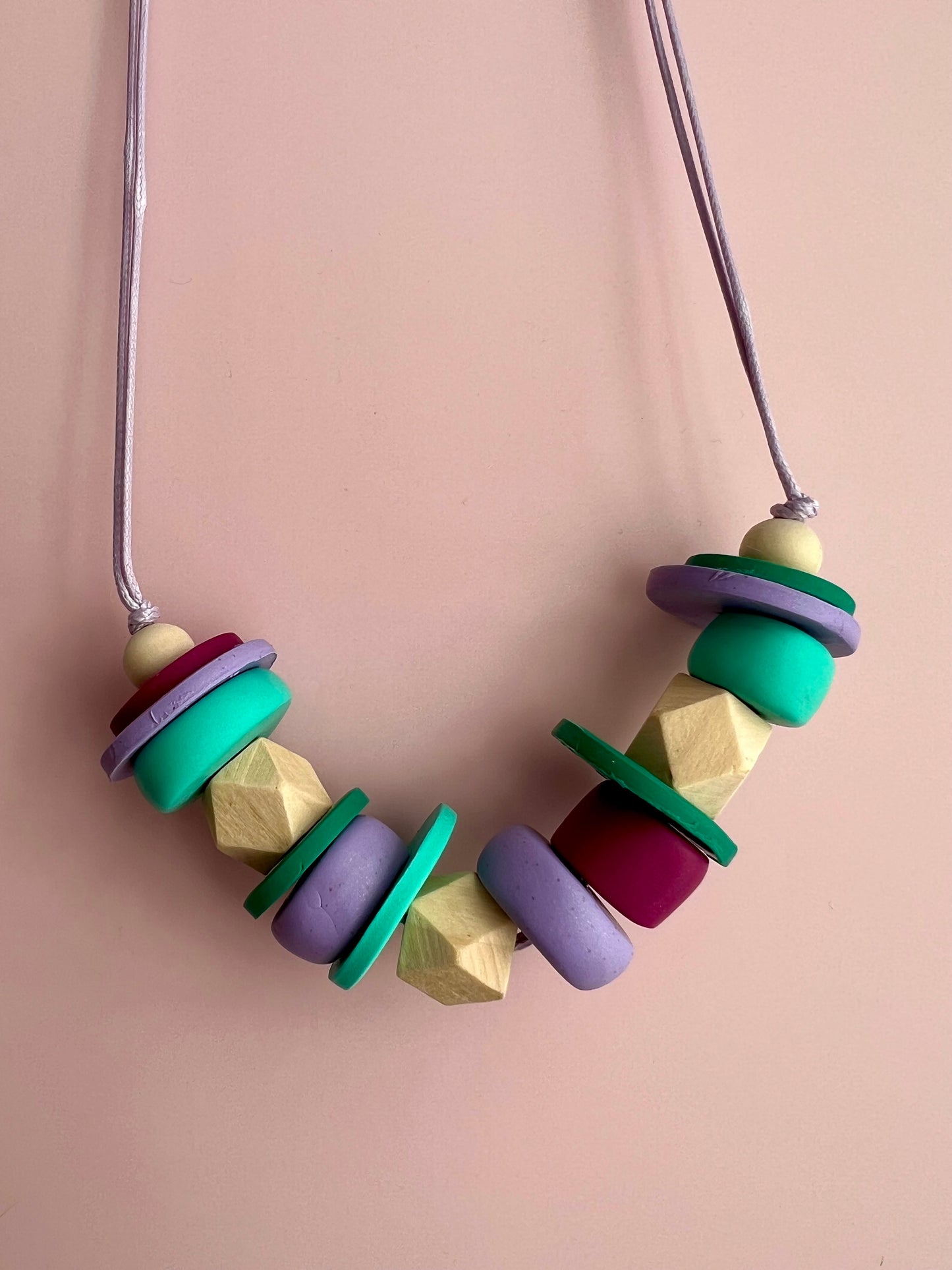 Polymer Clay and Wooden Beaded Necklace