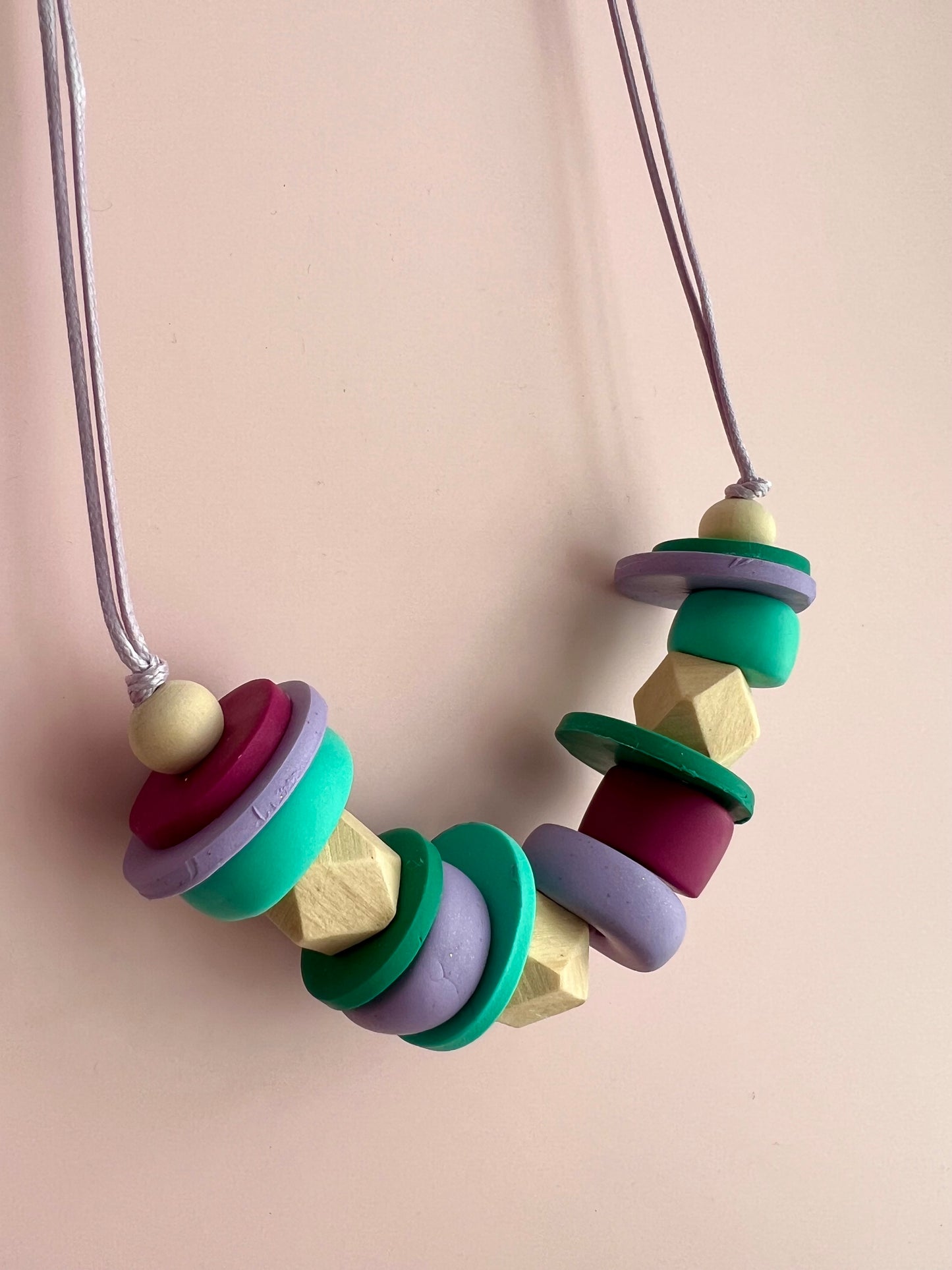 Polymer Clay and Wooden Beaded Necklace