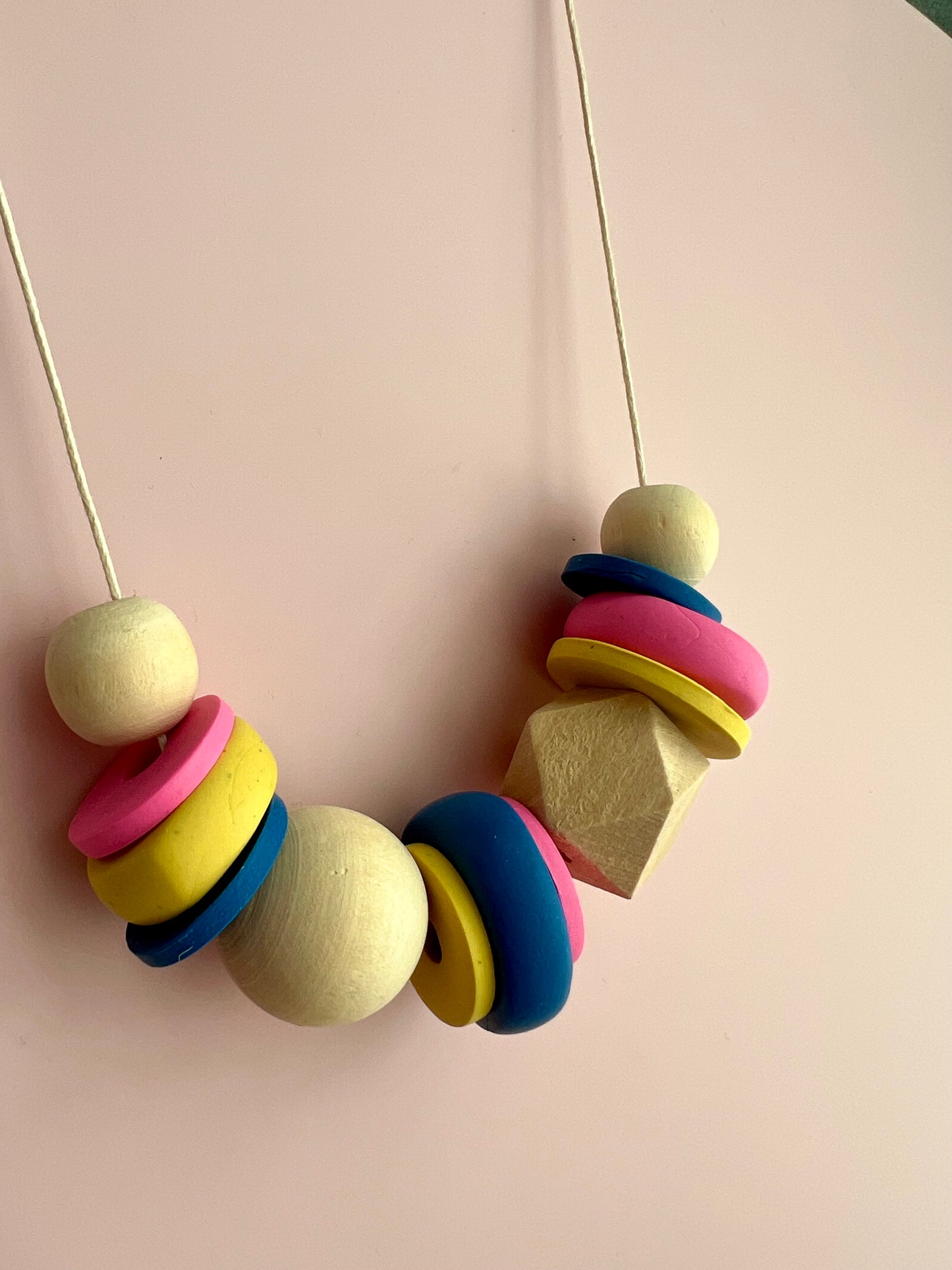 Polymer Clay and Wooden Beaded Necklace