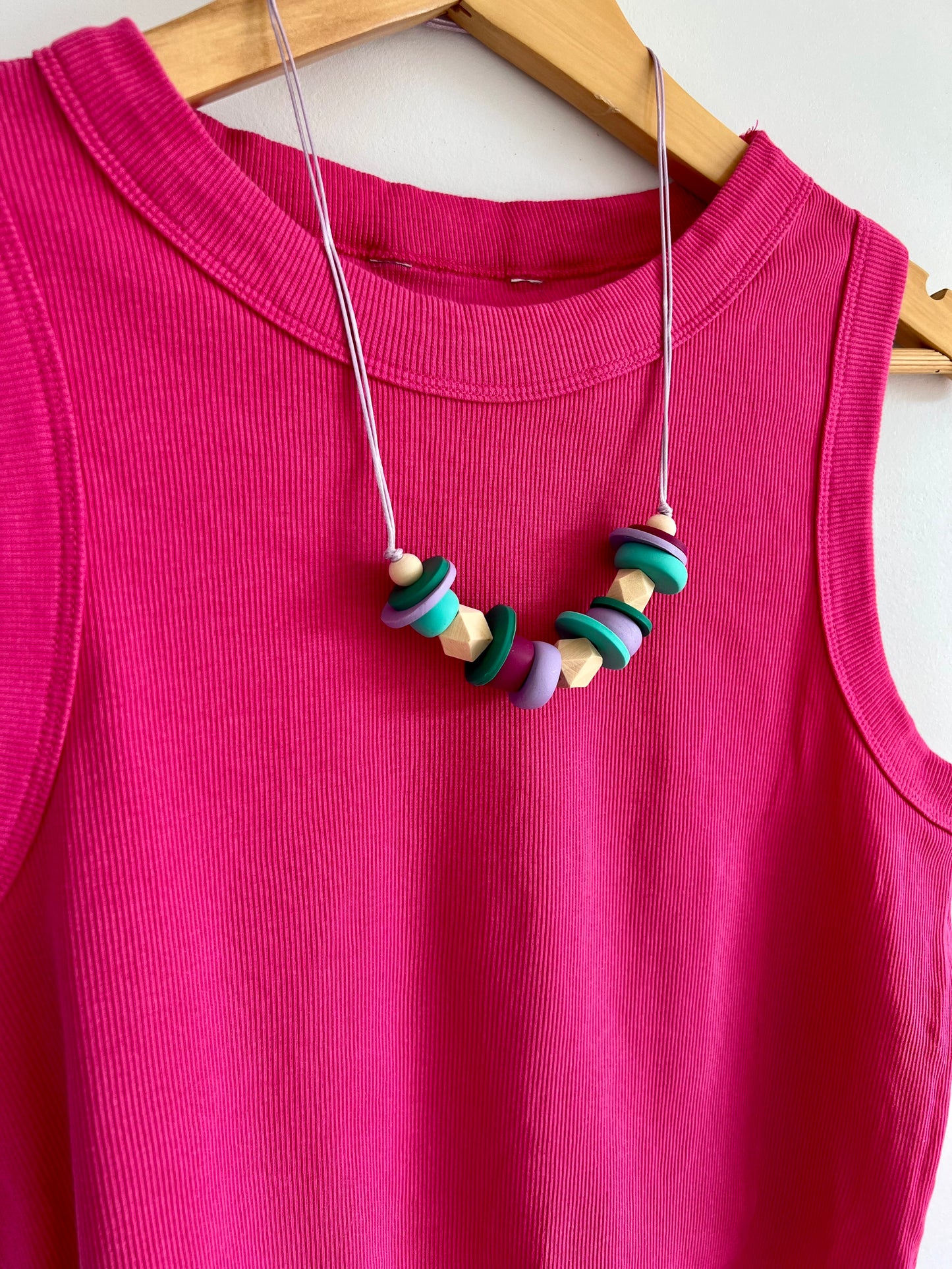 Polymer Clay and Wooden Beaded Necklace