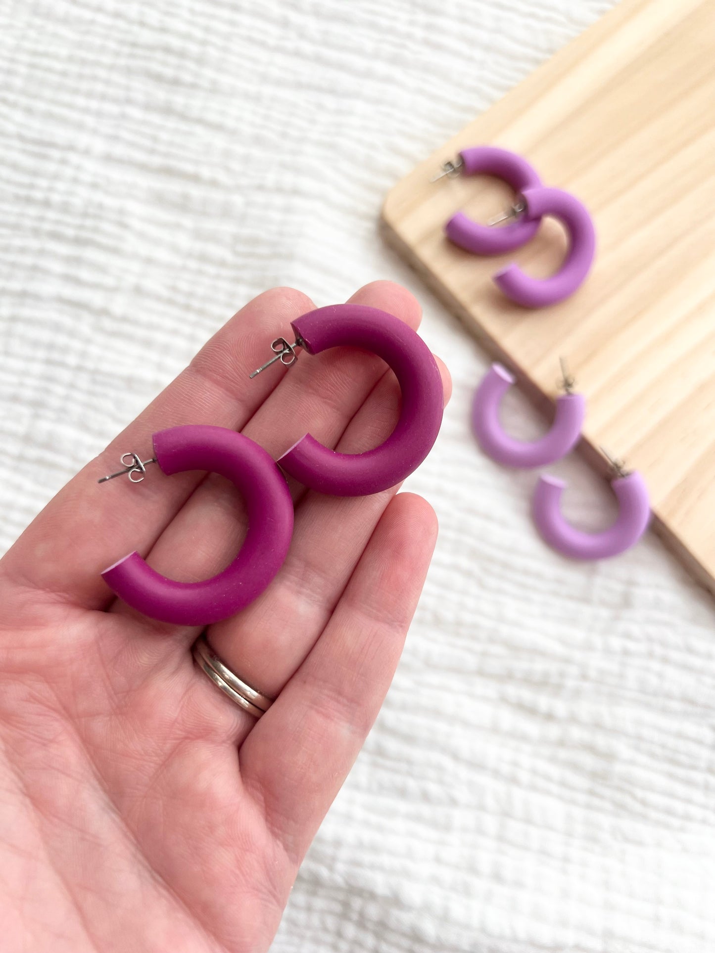 Medium Clay Hoops