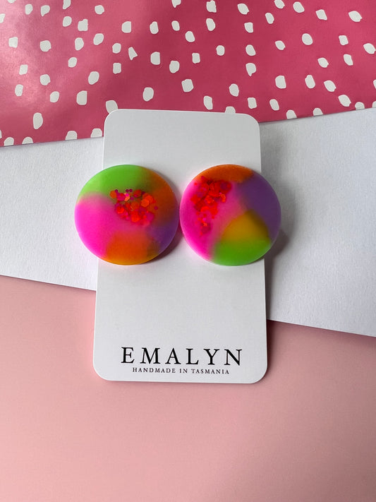 Fluorescent Large Resin Stud Earrings