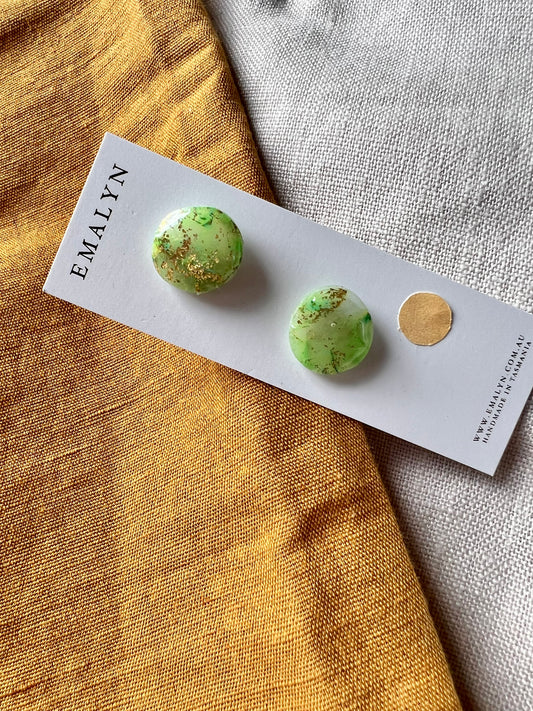 Dark Green Quartz Translucent Tiny Stud Earrings