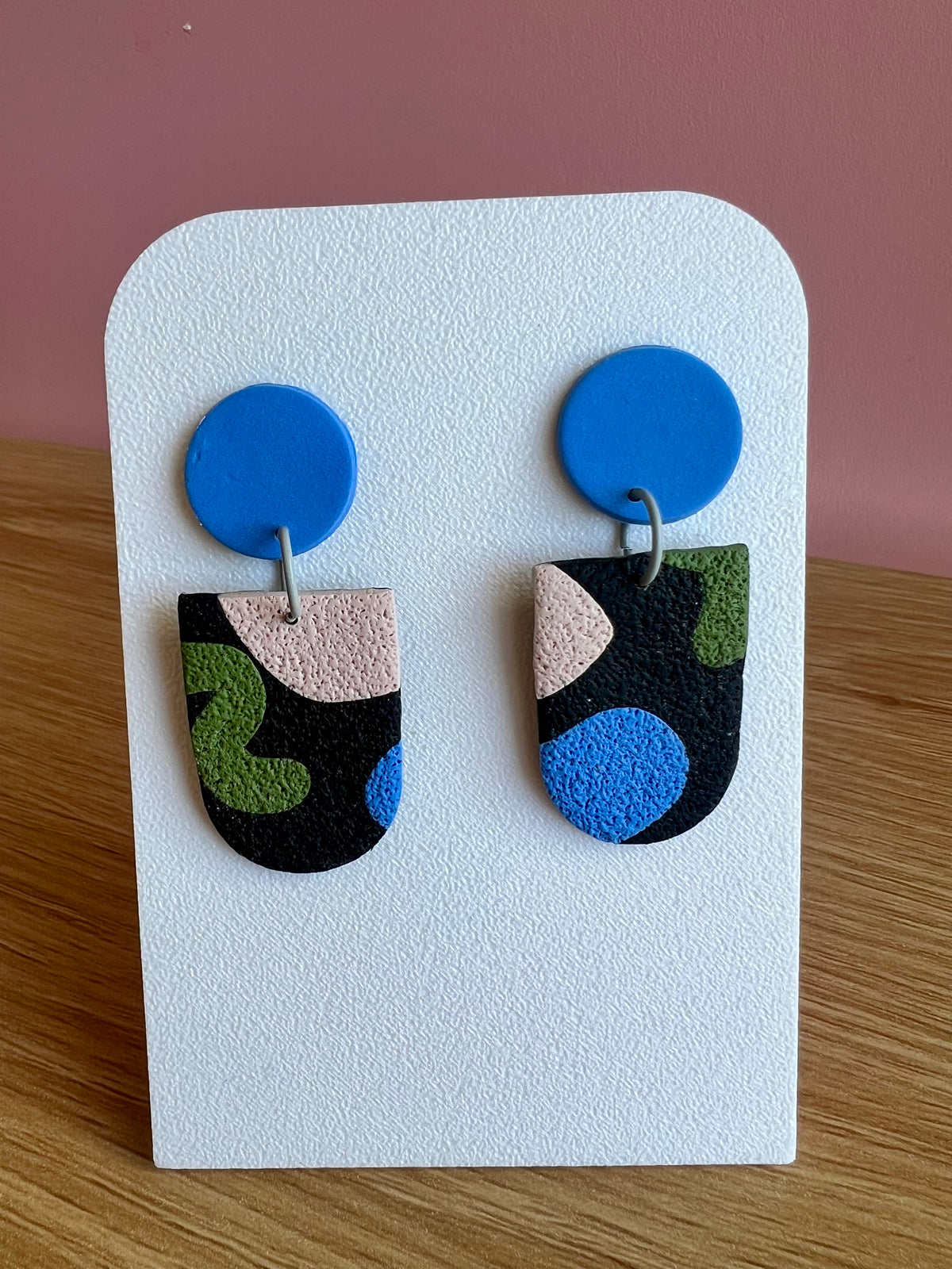 Handcrafted Polymer Clay Earrings Abstract Neutrals