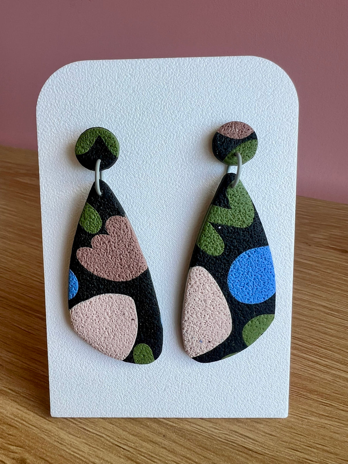 Handcrafted Polymer Clay Earrings Abstract Neutrals