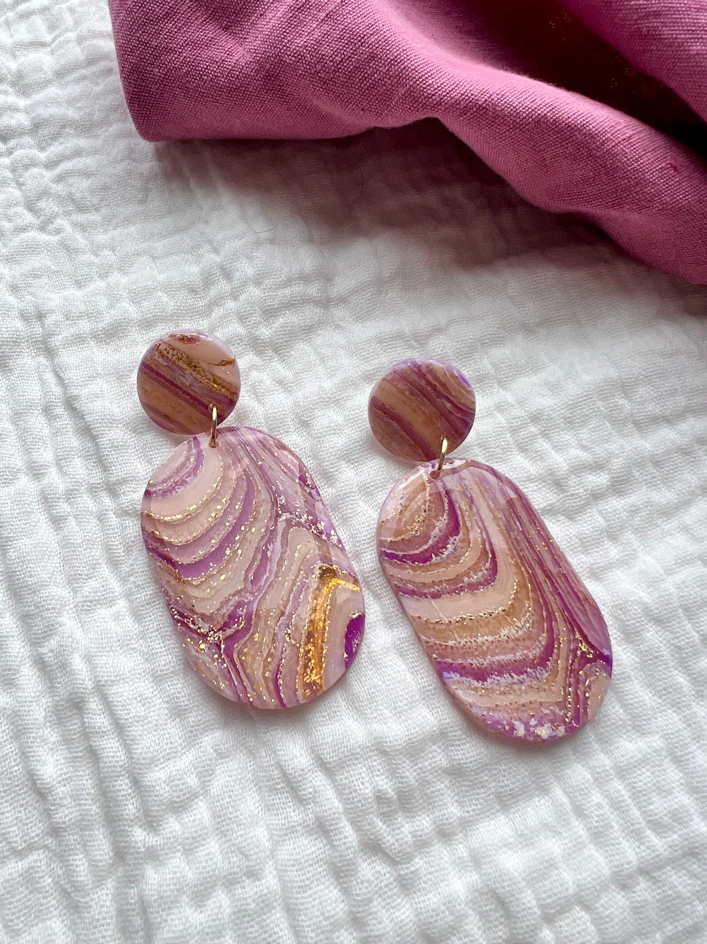 Purple Geode Inspired Translucent Dangle Earrings
