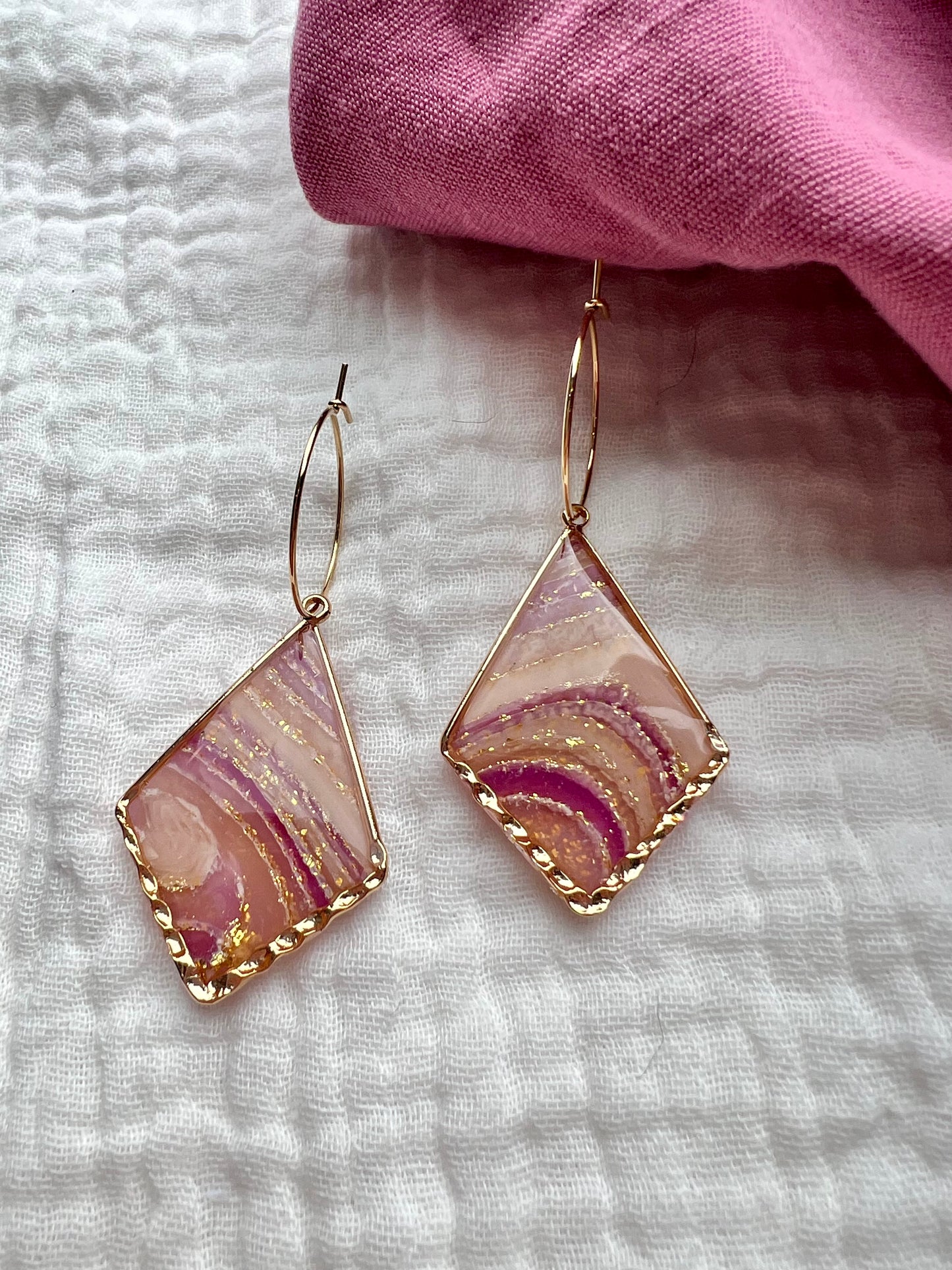 Purple Geode Inspired Translucent Dangle Earrings