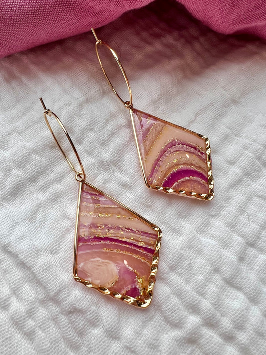 Purple Geode Inspired Translucent Dangle Earrings