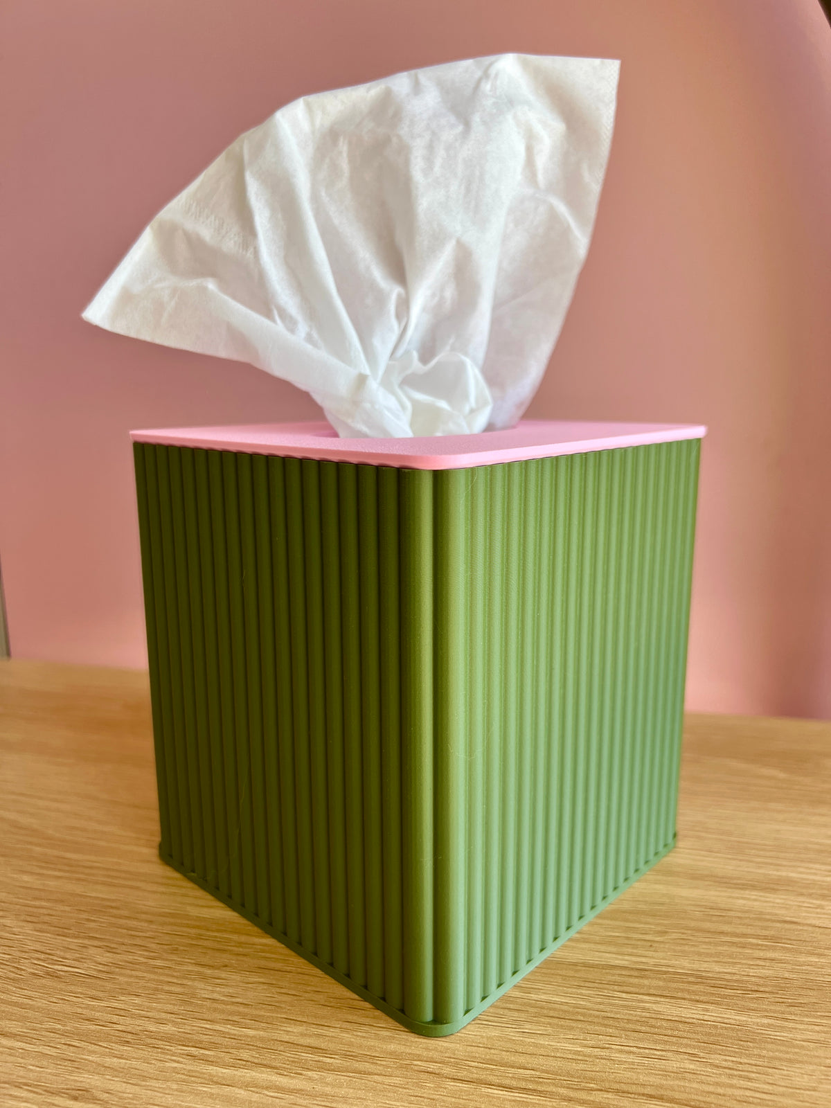 Olive and Pink Tissue Box Cover